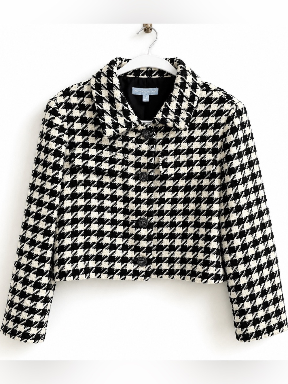 ANTONIO MELANI Black & White Houndstooth Cropped Jacket